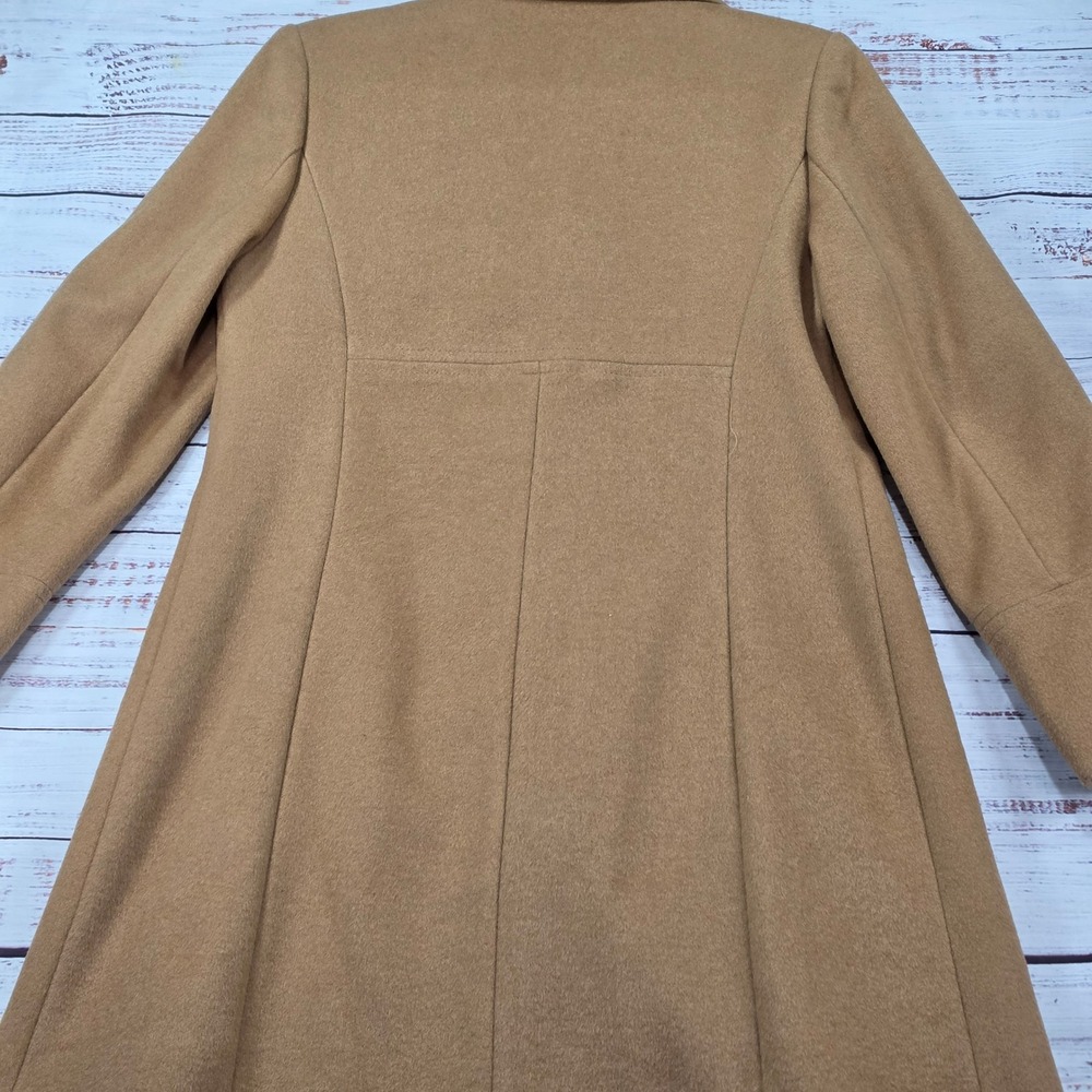 Larry Levine Wool Blend Coat Womens 6 Camel Tan Excellent Empire Waist Walking - Picture 6 of 13